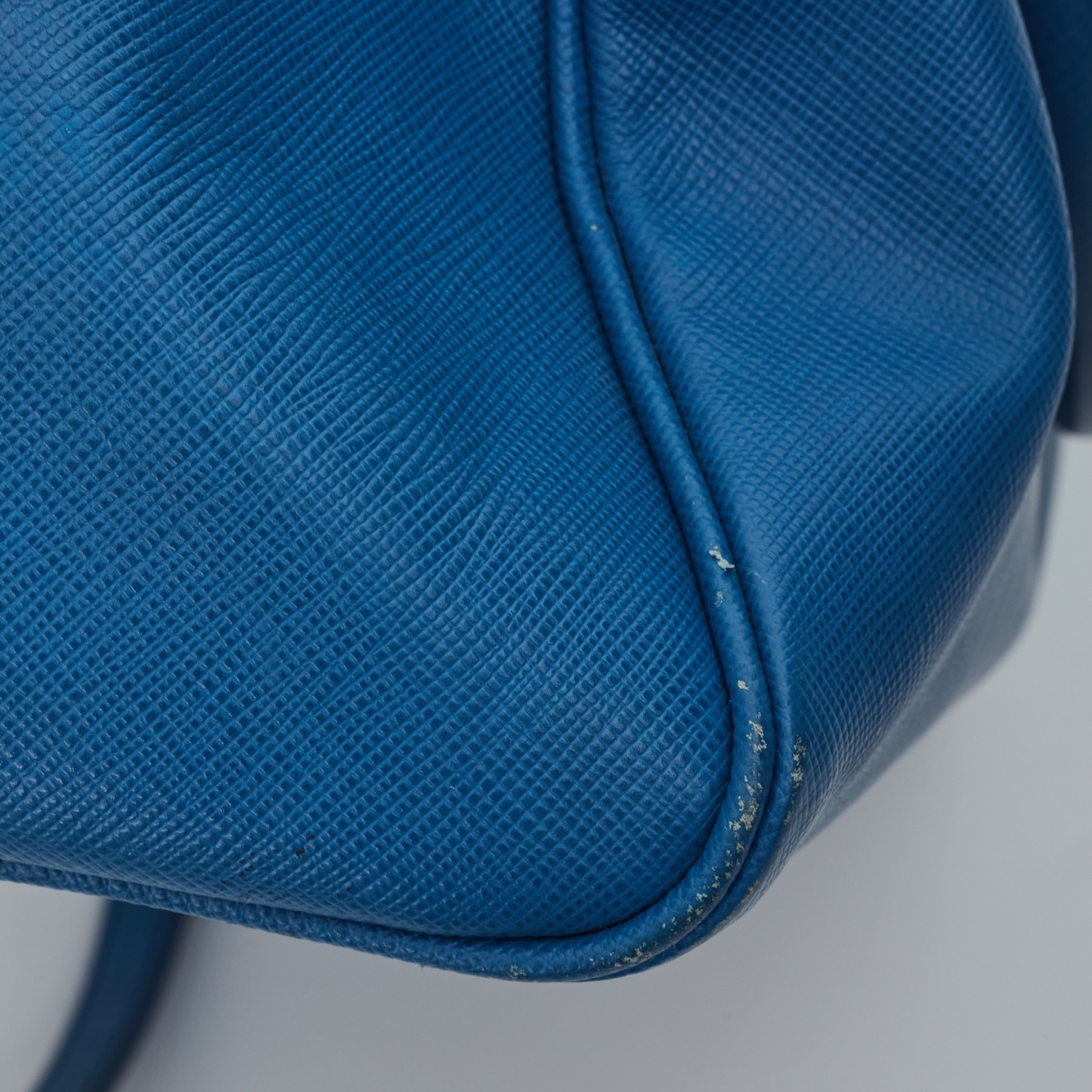 Saffiano leather bowling bag Prada Blue in Leather - 12909085