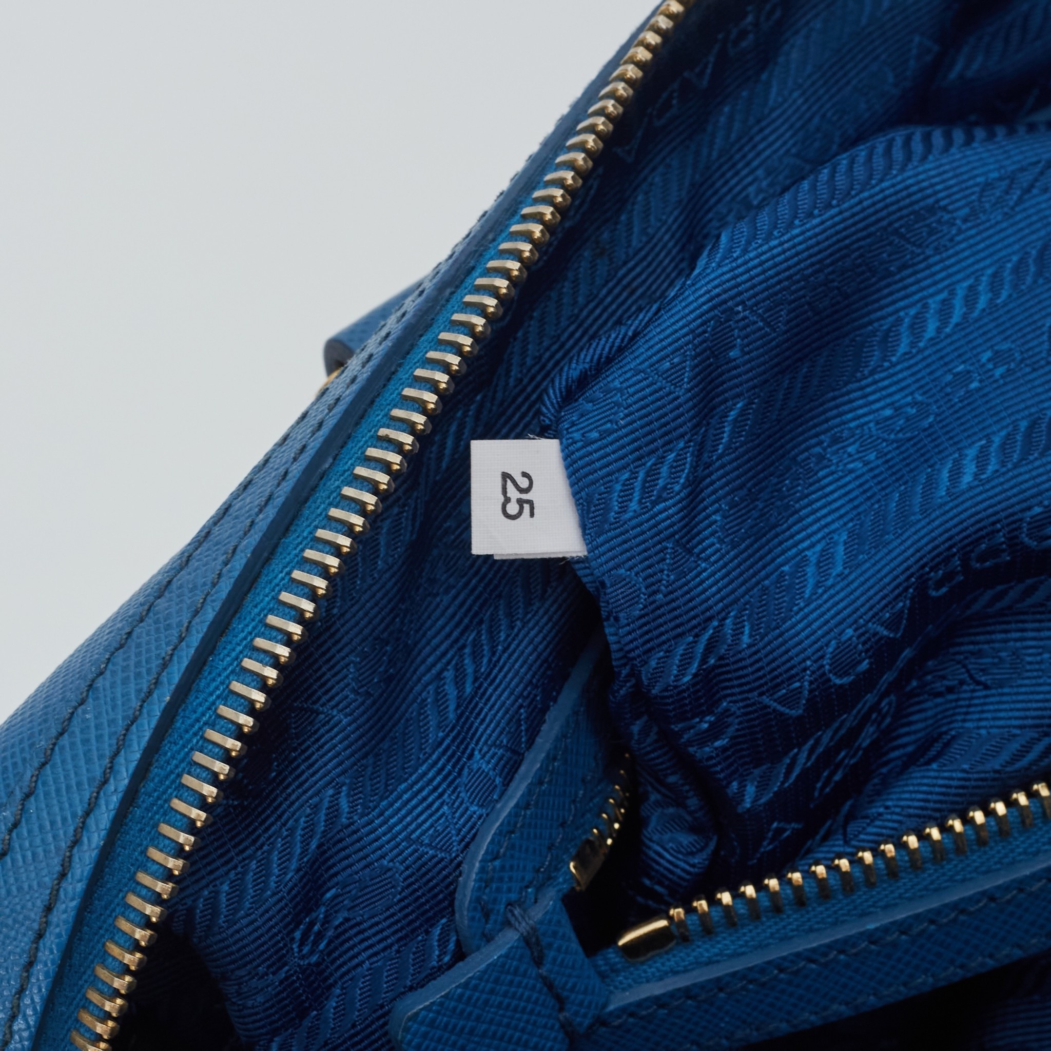 Saffiano leather bowling bag Prada Blue in Leather - 12909085