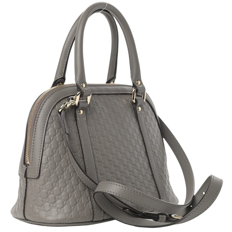 GUCCI GUCCI MICROGUCCISSIMA LEATHER MINI DOME BAG GREY