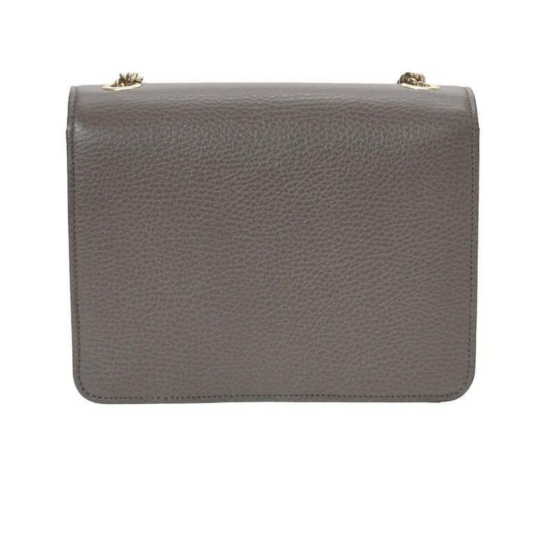 GUCCI GUCCI DOLLAR CALFSKIN INTERLOCKING GG SHOULDER BAG SMALL GREY