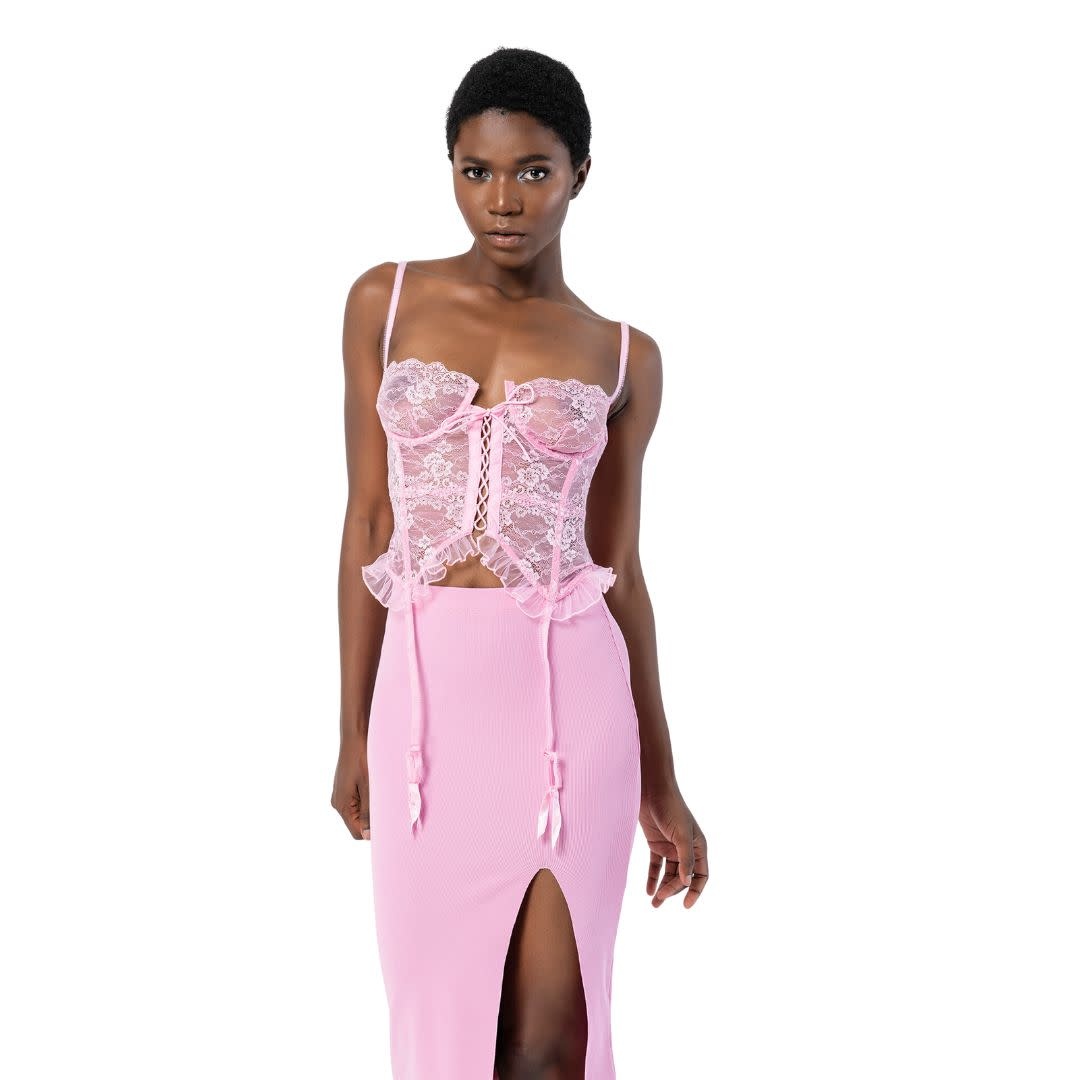 CRTBLNCHSHP SHEER NEW PINK LACE CAMI S