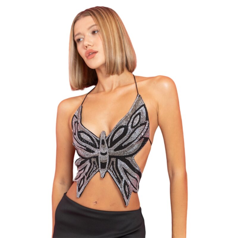 CRTBLNCHSHP BLACK BUTTERFLY TOP