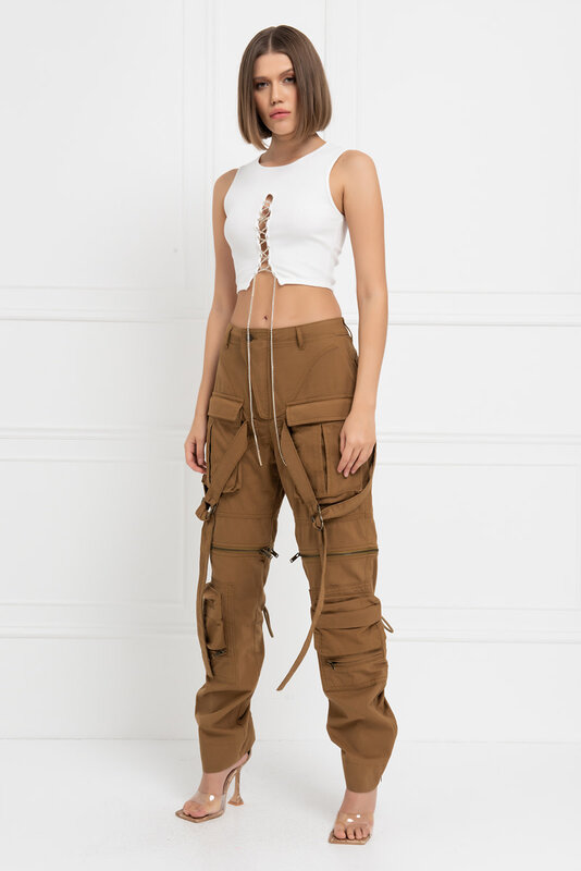 CRTBLNCHSHP OFFWHITE CHAIN-FRONT CROPPED TOP M