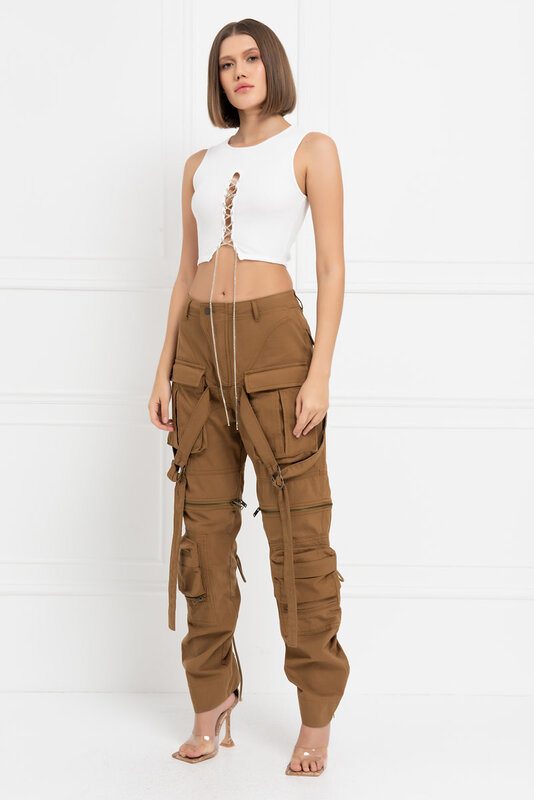 CRTBLNCHSHP OFFWHITE CHAIN-FRONT CROPPED TOP M