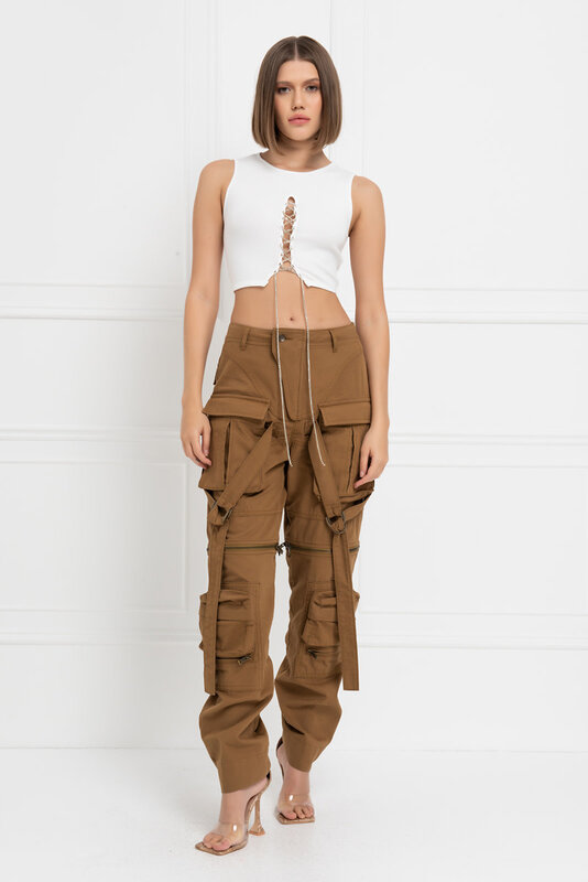 CRTBLNCHSHP OFFWHITE CHAIN-FRONT CROPPED TOP