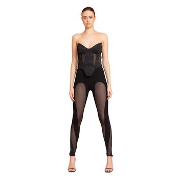 CRTBLNCHSHP BLACK MESH-INSERT LEGGINGS M