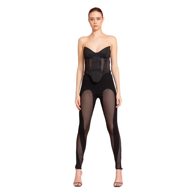 CRTBLNCHSHP BLACK MESH-INSERT LEGGINGS M