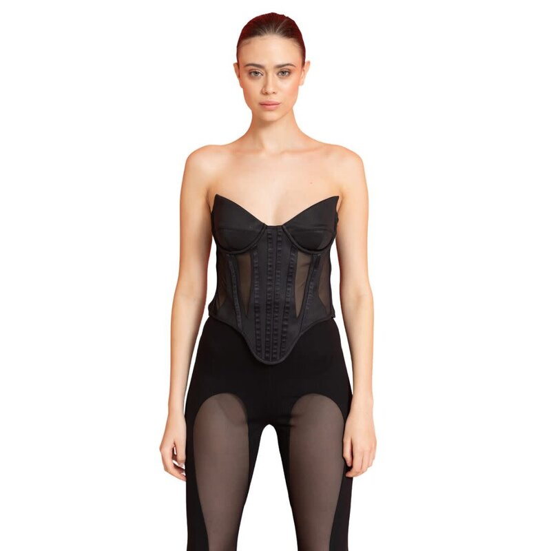 CRTBLNCHSHP BLACK WIRED MESH TUBE TOP M