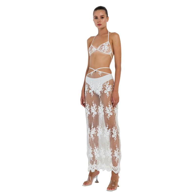 CRTBLNCHSHP MARGOT CROCHET MESH BRALETTE & SKIRT SET