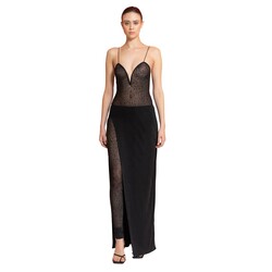 CRTBLNCHSHP SHEER BLACK EMBELLISHED CAMI JUMPSUIT M