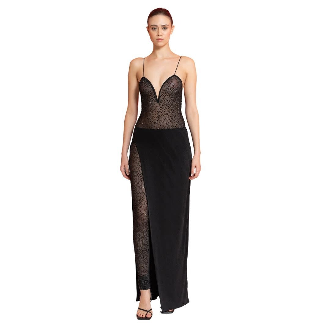 CRTBLNCHSHP SHEER BLACK EMBELLISHED CAMI JUMPSUIT