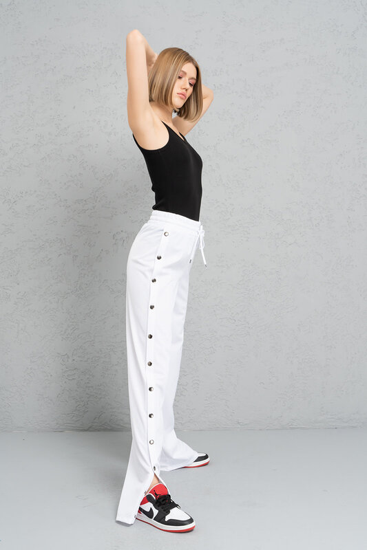 CRTBLNCHSHP SNAP BUTTON SIDE WHITE PANTS M
