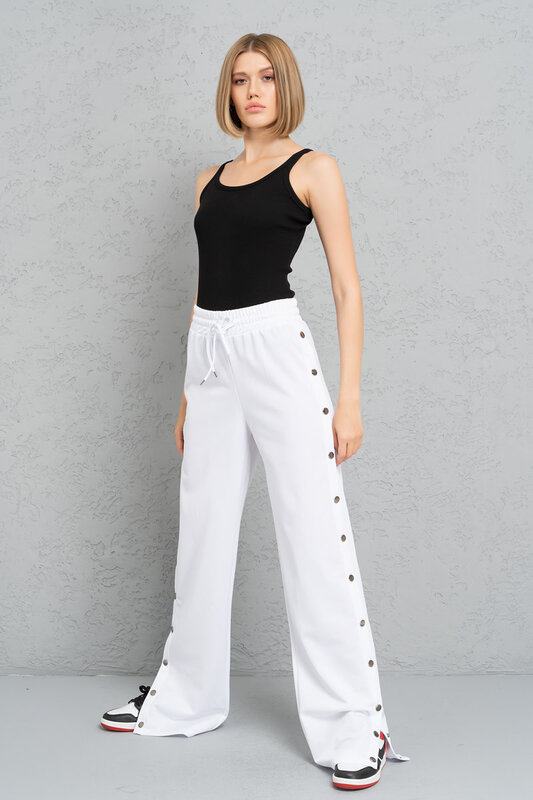 CRTBLNCHSHP SNAP BUTTON SIDE WHITE PANTS M