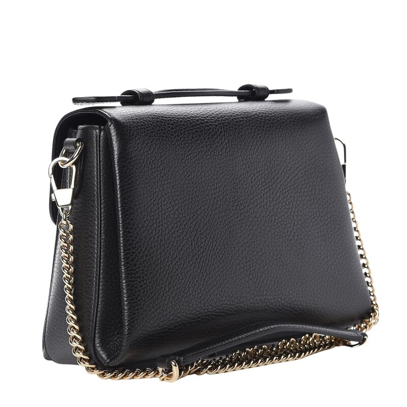 GUCCI GUCCI DOLLAR CALFSKIN INTERLOCKING GG TOP HANDLE SHOULDER BAG BLACK