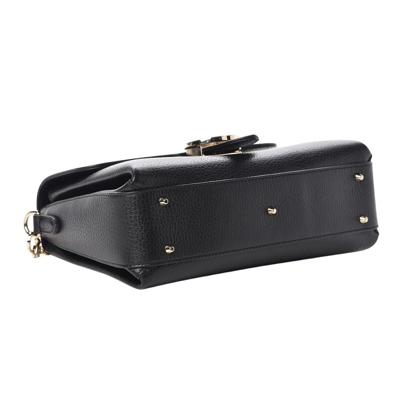 GUCCI GUCCI DOLLAR CALFSKIN INTERLOCKING GG TOP HANDLE SHOULDER BAG BLACK