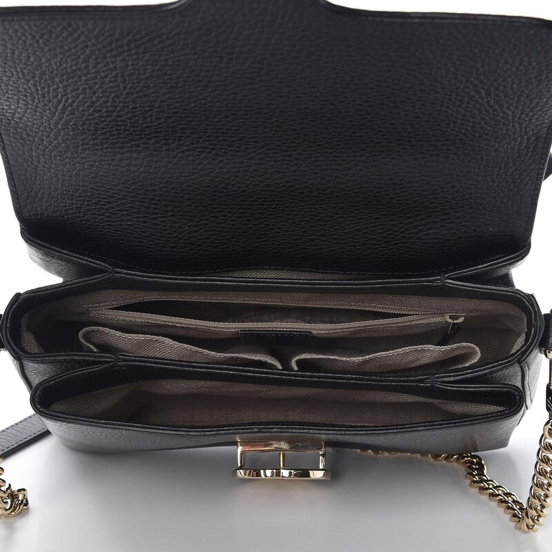 GUCCI GUCCI DOLLAR CALFSKIN INTERLOCKING GG TOP HANDLE SHOULDER BAG BLACK