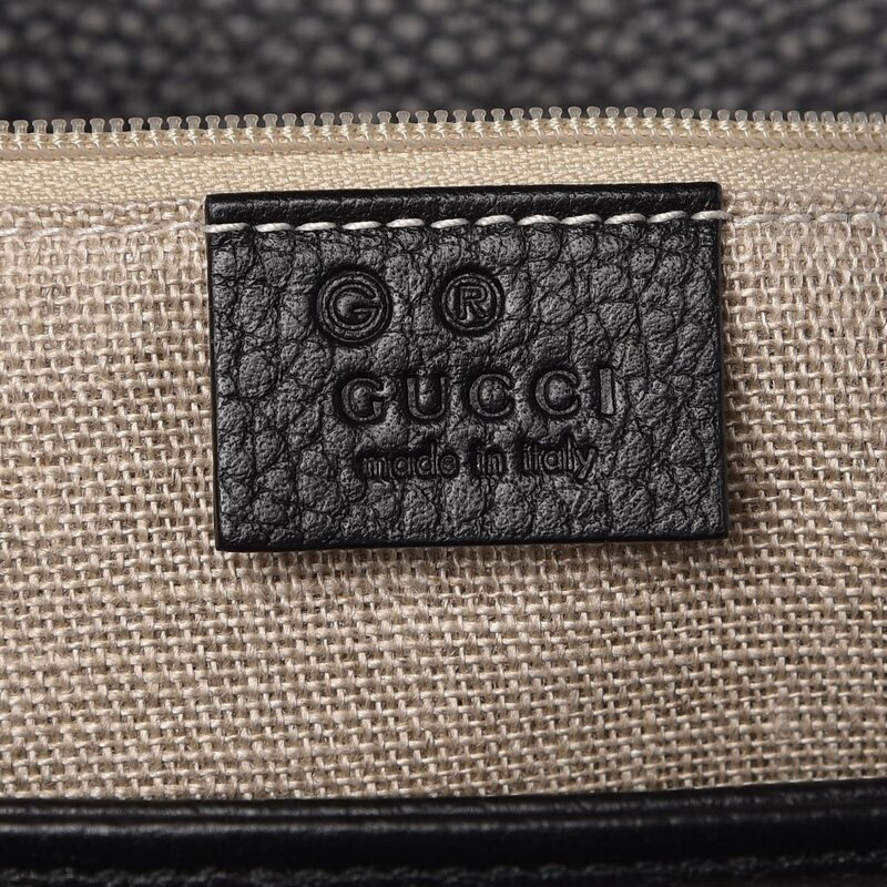 GUCCI GUCCI DOLLAR CALFSKIN INTERLOCKING GG TOP HANDLE SHOULDER BAG BLACK