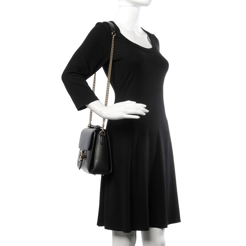 GUCCI GUCCI DOLLAR CALFSKIN INTERLOCKING GG TOP HANDLE SHOULDER BAG BLACK