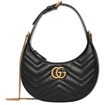 GUCCI GUCCI GG MARMONT HALF MOON CRESCENT MINI BAG BLACK