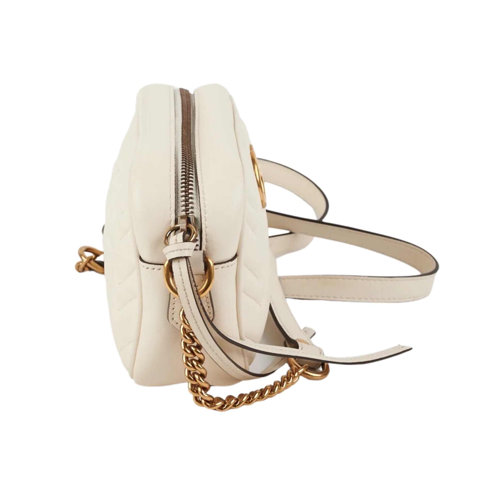 Gucci White Small GG Marmont Camera Bag pour femmes