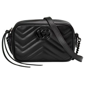 GUCCI GUCCI GG MARMONT MINI SHOULDER BAG BLACK ON BLACK