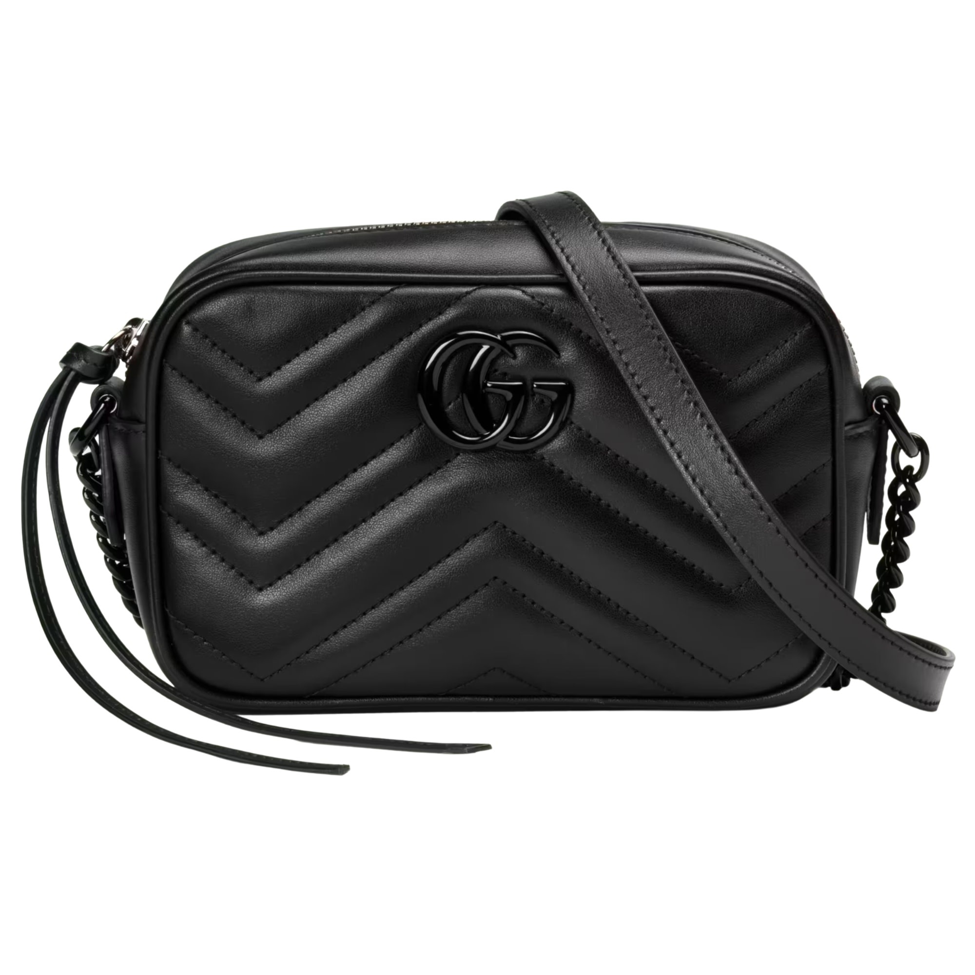 Black Leather GG Marmont Mini Bag
