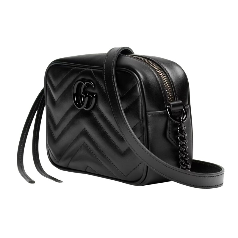 GUCCI GUCCI GG MARMONT MINI SHOULDER BAG BLACK ON BLACK