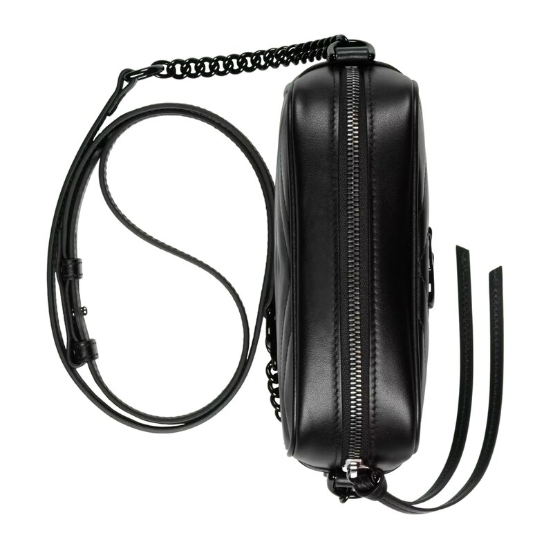 GUCCI GUCCI GG MARMONT MINI SHOULDER BAG BLACK ON BLACK