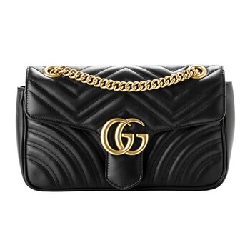GUCCI GUCCI GG MARMONT SMALL LEATHER MATELASSE SHOULDER BAG BLACK