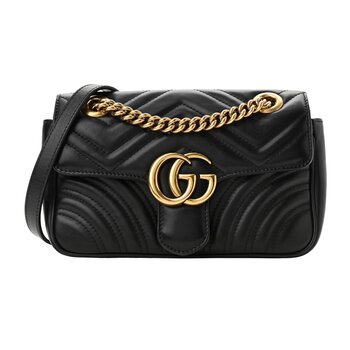 GUCCI GUCCI GG MARMONT MINI LEATHER MATELASSE SHOULDER BAG BLACK