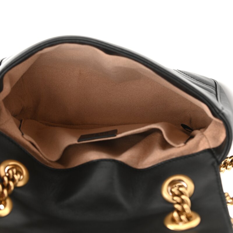 GUCCI GUCCI GG MARMONT MINI LEATHER MATELASSE SHOULDER BAG BLACK