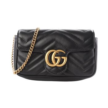 GUCCI GUCCI GG MARMONT SUPER MINI SHOULDER FLAP BAG BLACK
