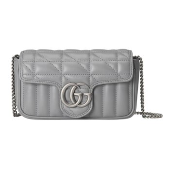 GUCCI GUCCI GG MARMONT SUPER-MINI 2.0 FLAP BAG GREY
