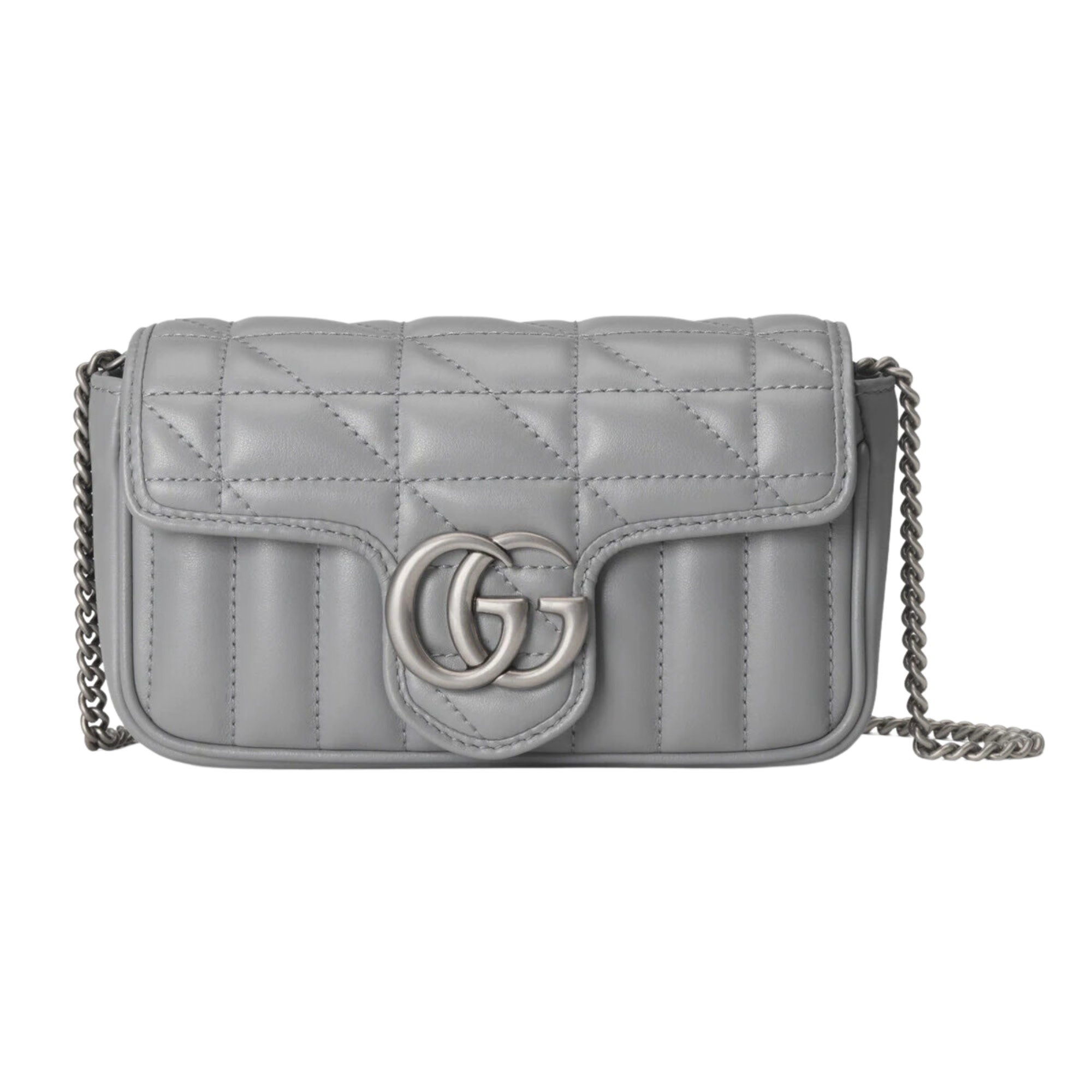 GG Matelassé small bag in dusty grey leather