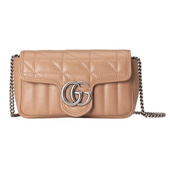 GUCCI GUCCI GG MARMONT SUPER-MINI 2.0 FLAP BAG ROSE BEIGE