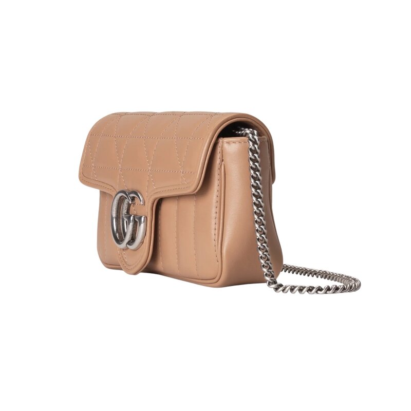 GUCCI GUCCI GG MARMONT SUPER-MINI 2.0 FLAP BAG ROSE BEIGE