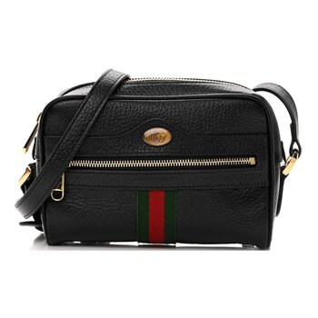 GUCCI GUCCI BLACK LEATHER OPHIDIA CAMERA BAG
