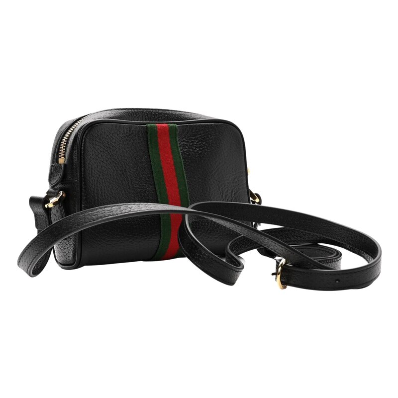 GUCCI GUCCI BLACK LEATHER OPHIDIA CAMERA BAG