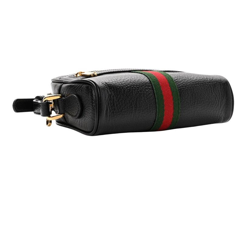 GUCCI GUCCI BLACK LEATHER OPHIDIA CAMERA BAG