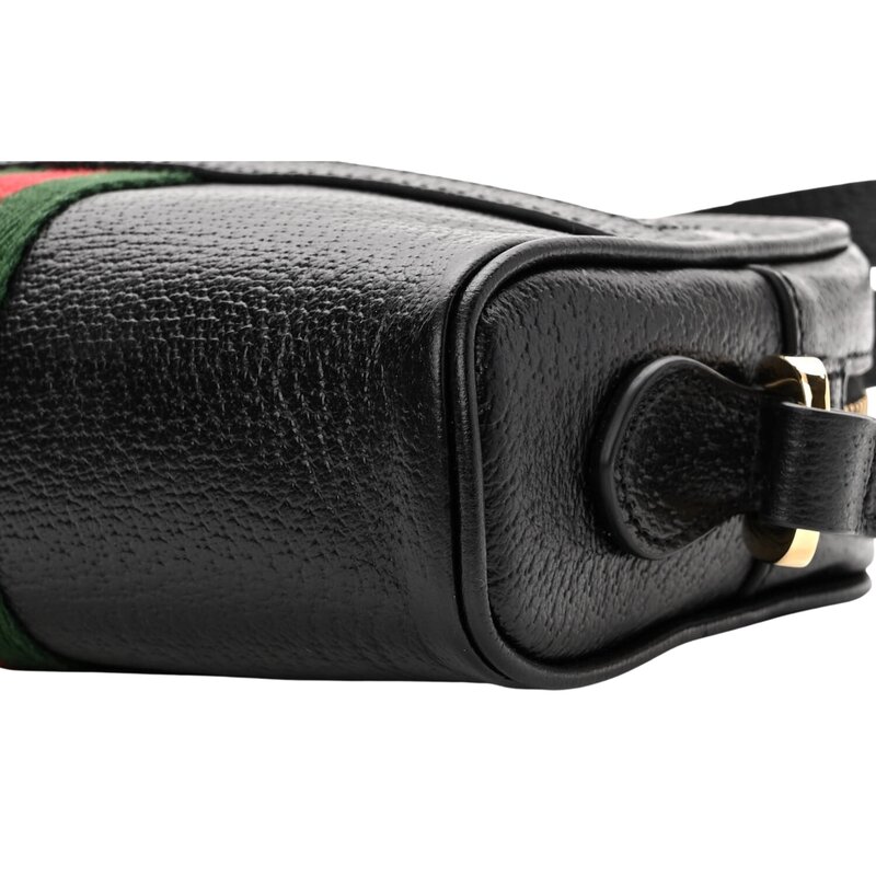 GUCCI GUCCI BLACK LEATHER OPHIDIA CAMERA BAG