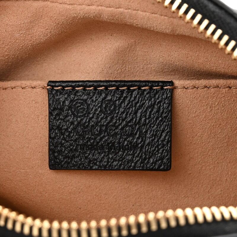 GUCCI GUCCI BLACK LEATHER OPHIDIA CAMERA BAG