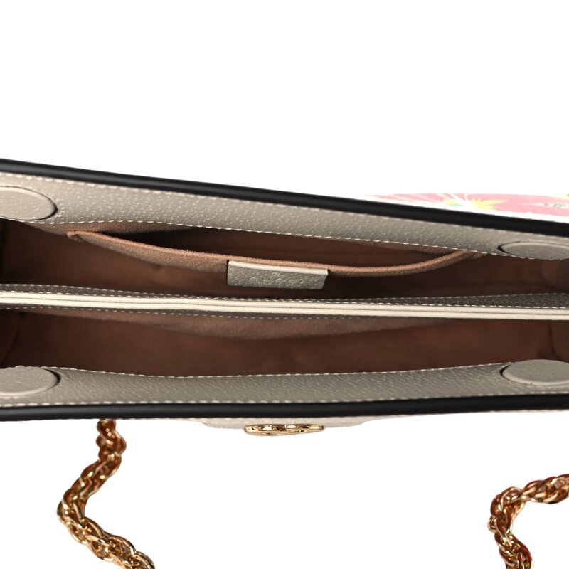 GUCCI GUCCI GG SUPREME MONOGRAM FLORA WEB SMALL OPHIDIA CHAIN SHOULDER BAG WHITE