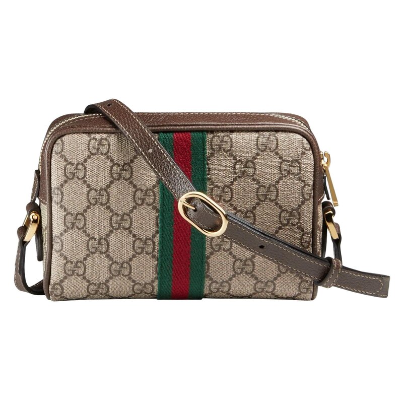 GUCCI GUCCI GG SUPREME OPHIDIA CAMERA BAG BEIGE (517350)