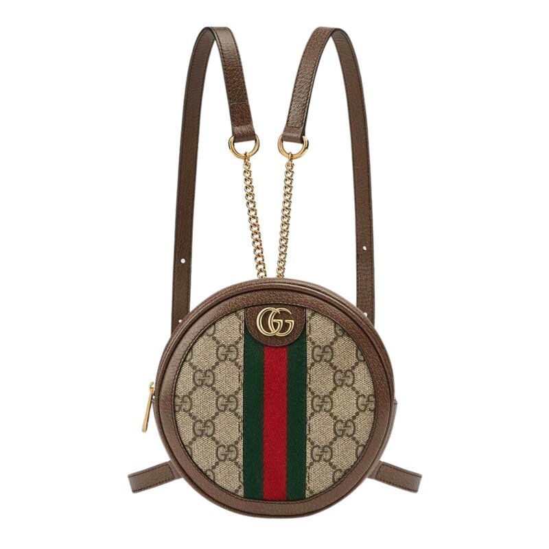 GUCCI GG SUPREME OPHIDIA ROUND MINI BACKPACK (598667)