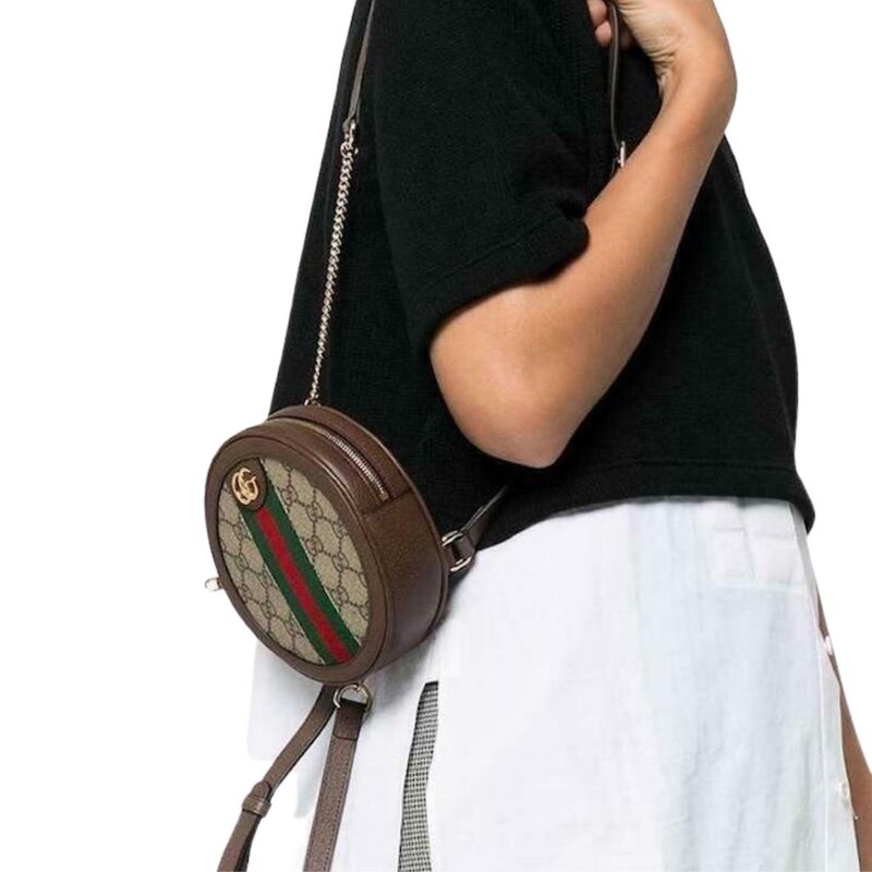 GUCCI GUCCI GG SUPREME OPHIDIA ROUND MINI BACKPACK (598667)