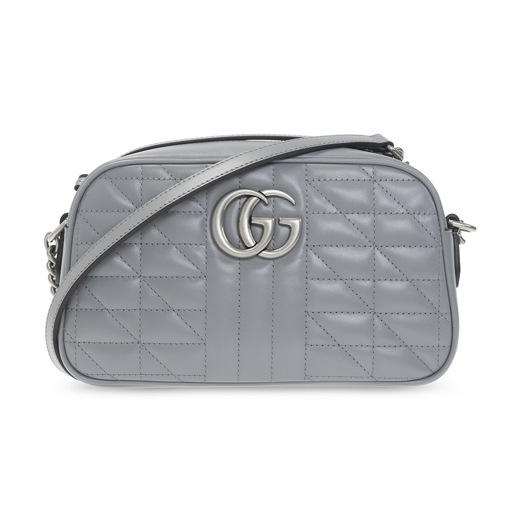 GG Matelassé small bag in dusty grey leather