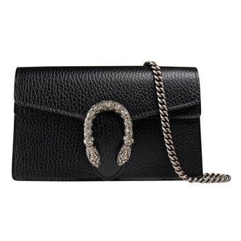 GUCCI GUCCI SUPER MINI DIONYSUS BLACK LEATHER BAG