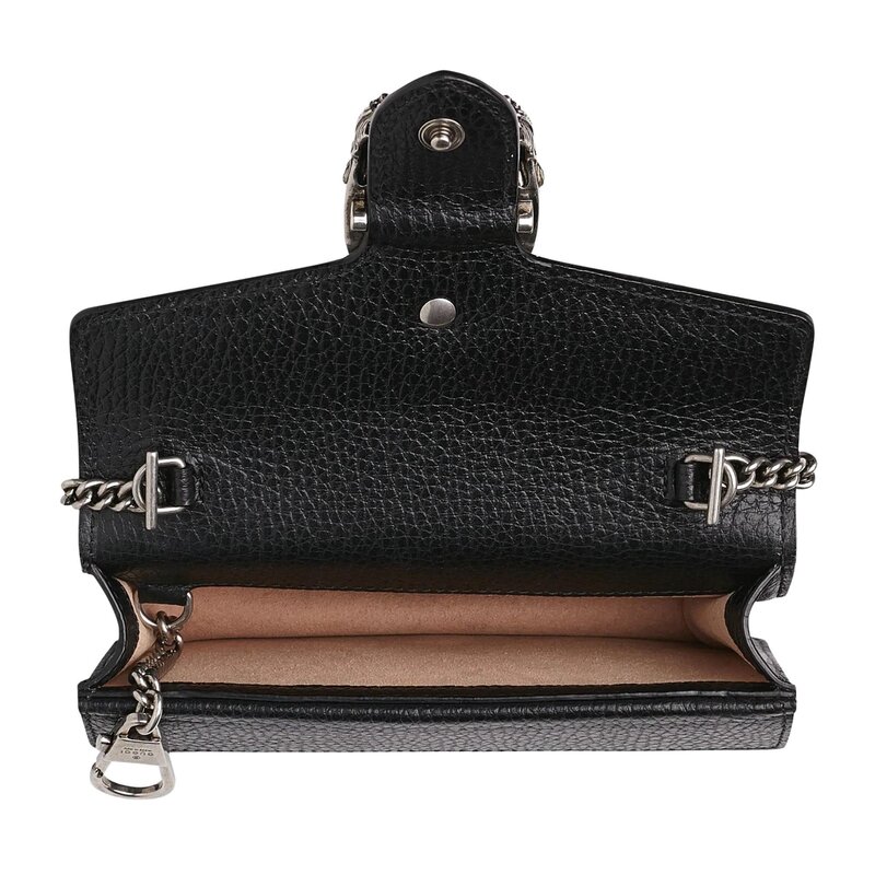 GUCCI GUCCI SUPER MINI DIONYSUS BLACK LEATHER BAG