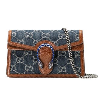 GUCCI GUCCI SUPER MINI DIONYSUS GG BLUE & IVORY DENIM BAG
