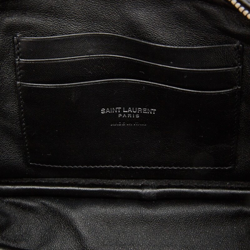 SAINT LAURENT SAINT LAURENT GRAIN DE POUDRE MINI LOU CAMERA BAG BLACK SILVER